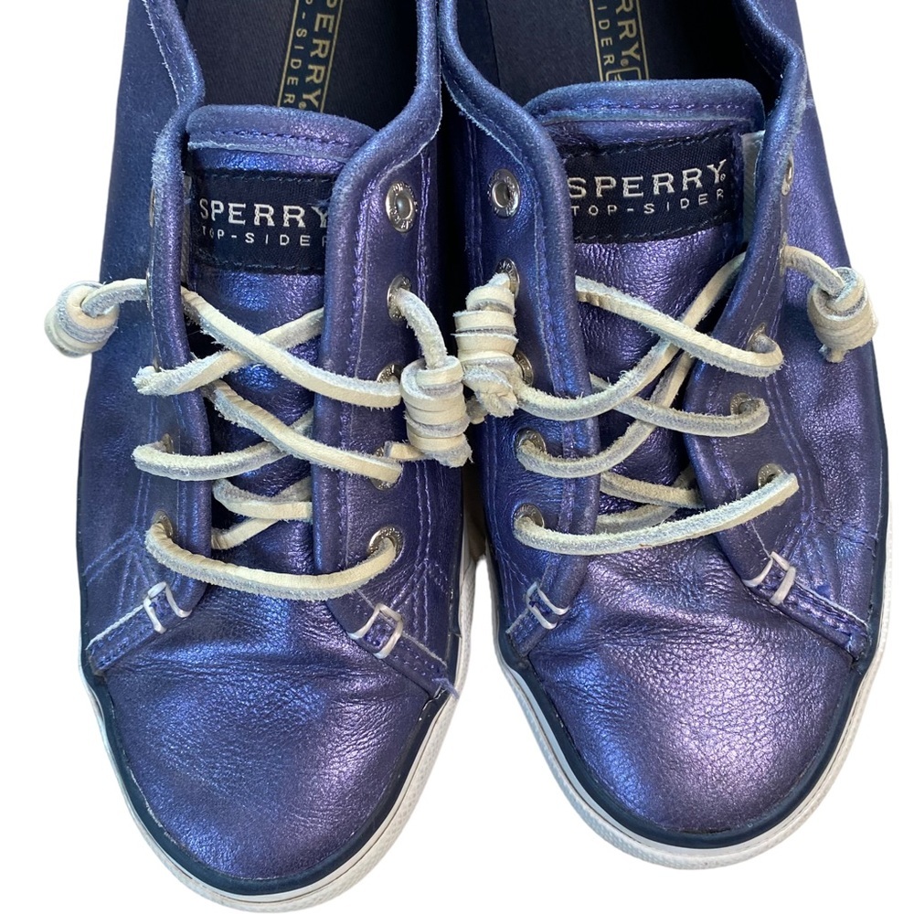 Sperry Metallic Navy Blue Leather Sneaker - Picture 12 of 15